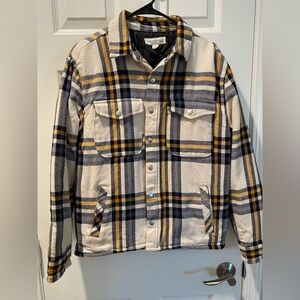 Aeropostale Plaid Jacket in Cream, Black, and Yellow
